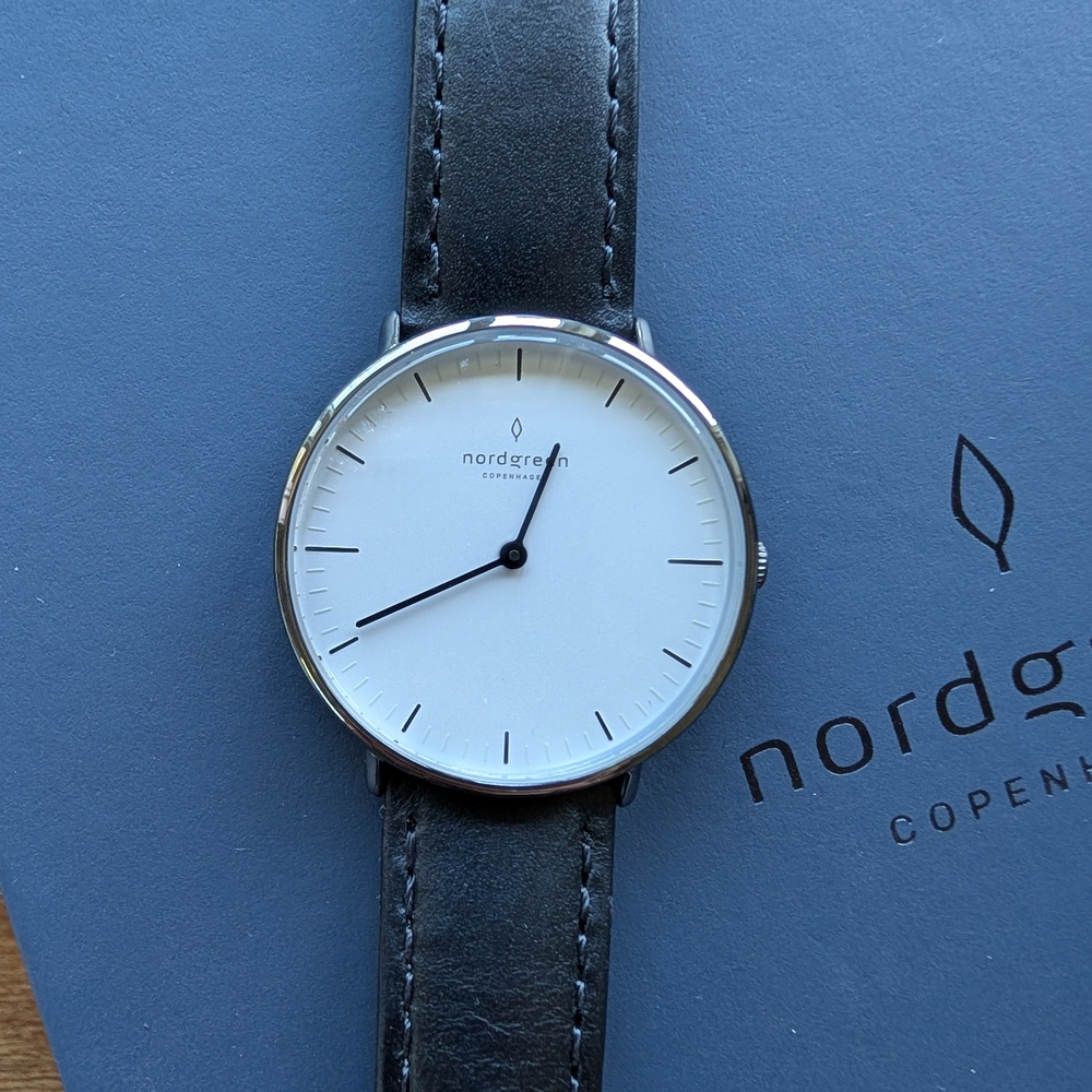 Nordgreen Native Minimalist Watch With Black and Brown Leather Straps - Picture 5 of 7